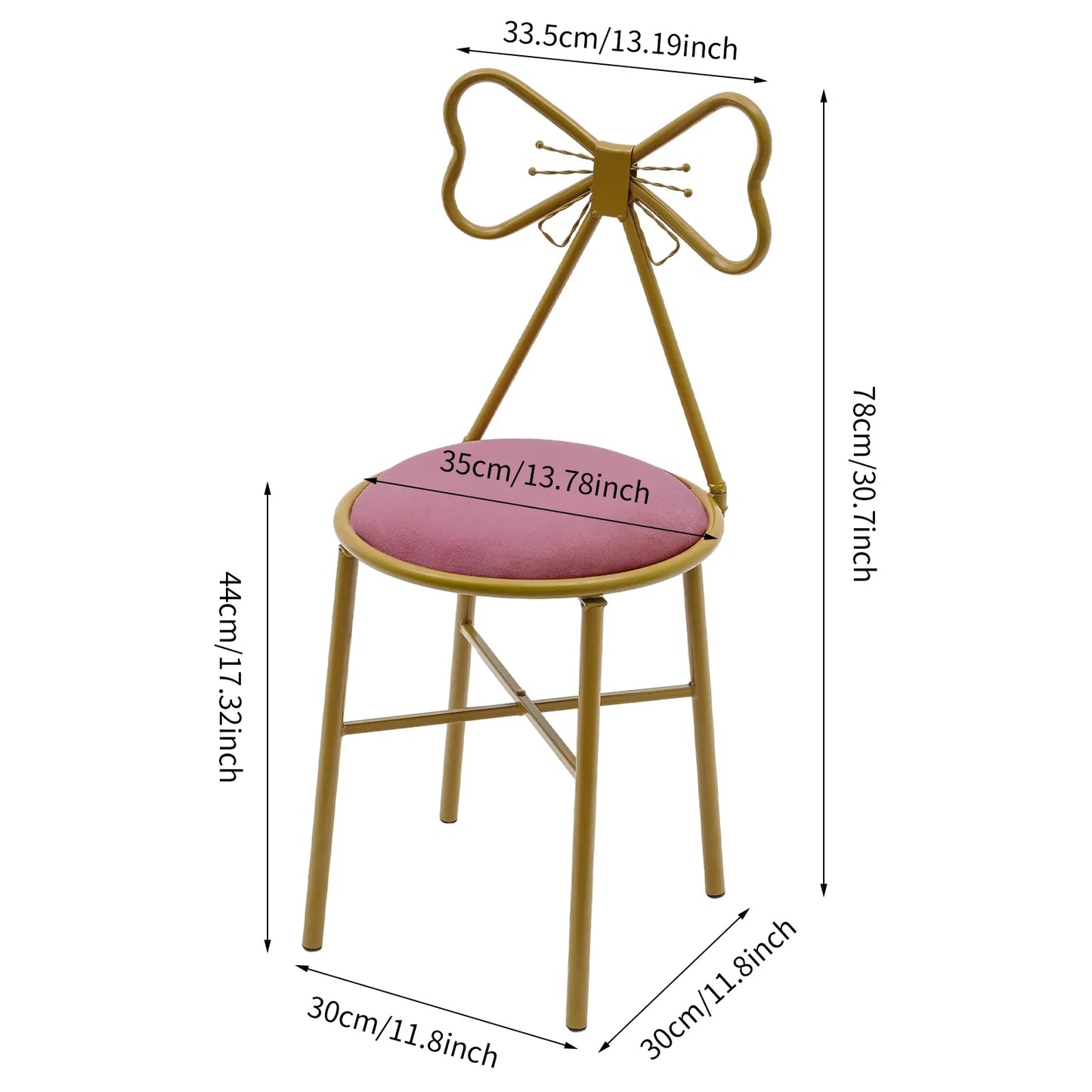 Bymaocar Deep Pink Makeup and Dressing Chair Weighing 220.46 Pounds with Bow Shaped Backrest for Restaurants,Nail Salons&Parties