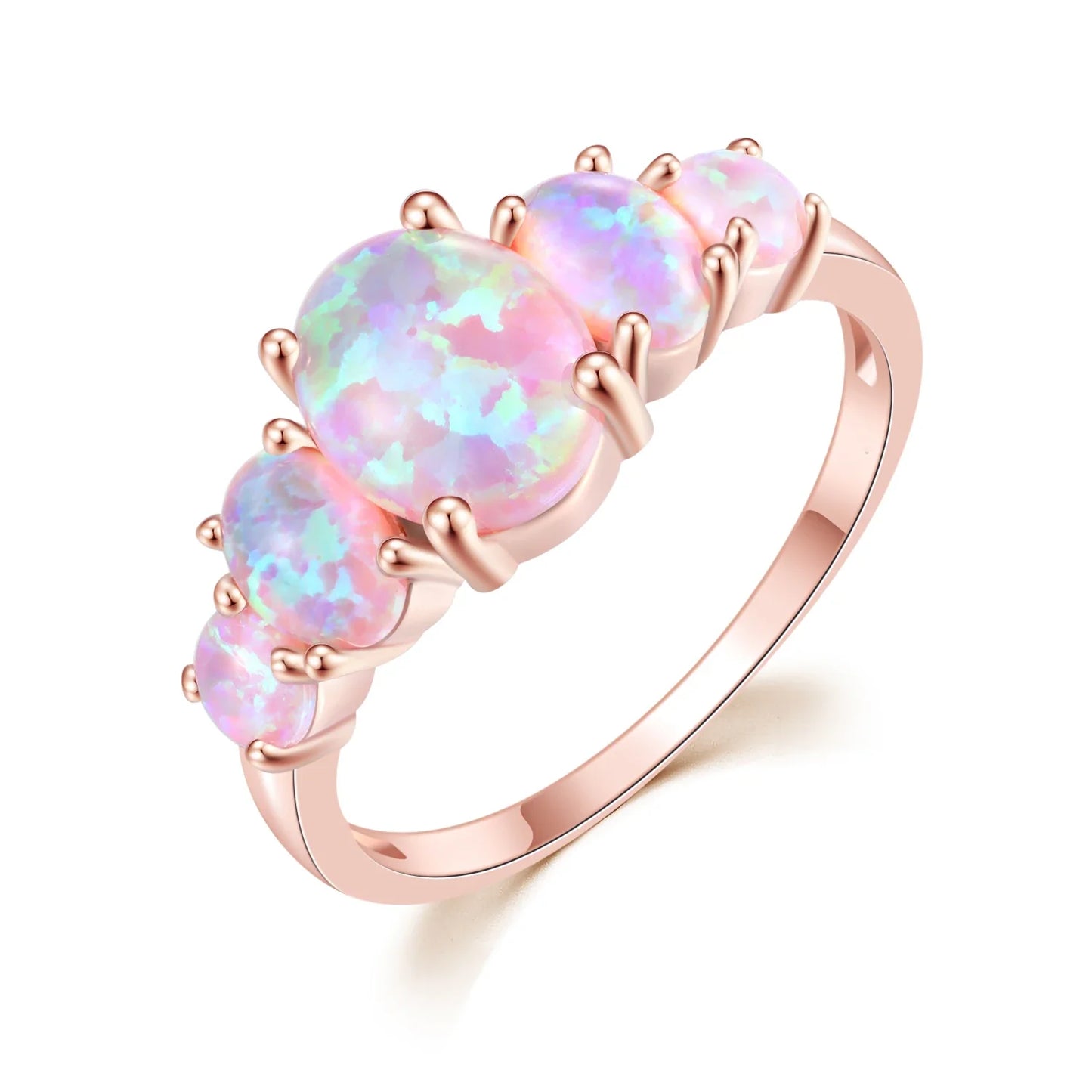 CiNily White & Orange & Blue Fire Opal Filled Rings With Round Stone Silver Plated Luxury Big Bohemia Boho Summer Jewelry Woman