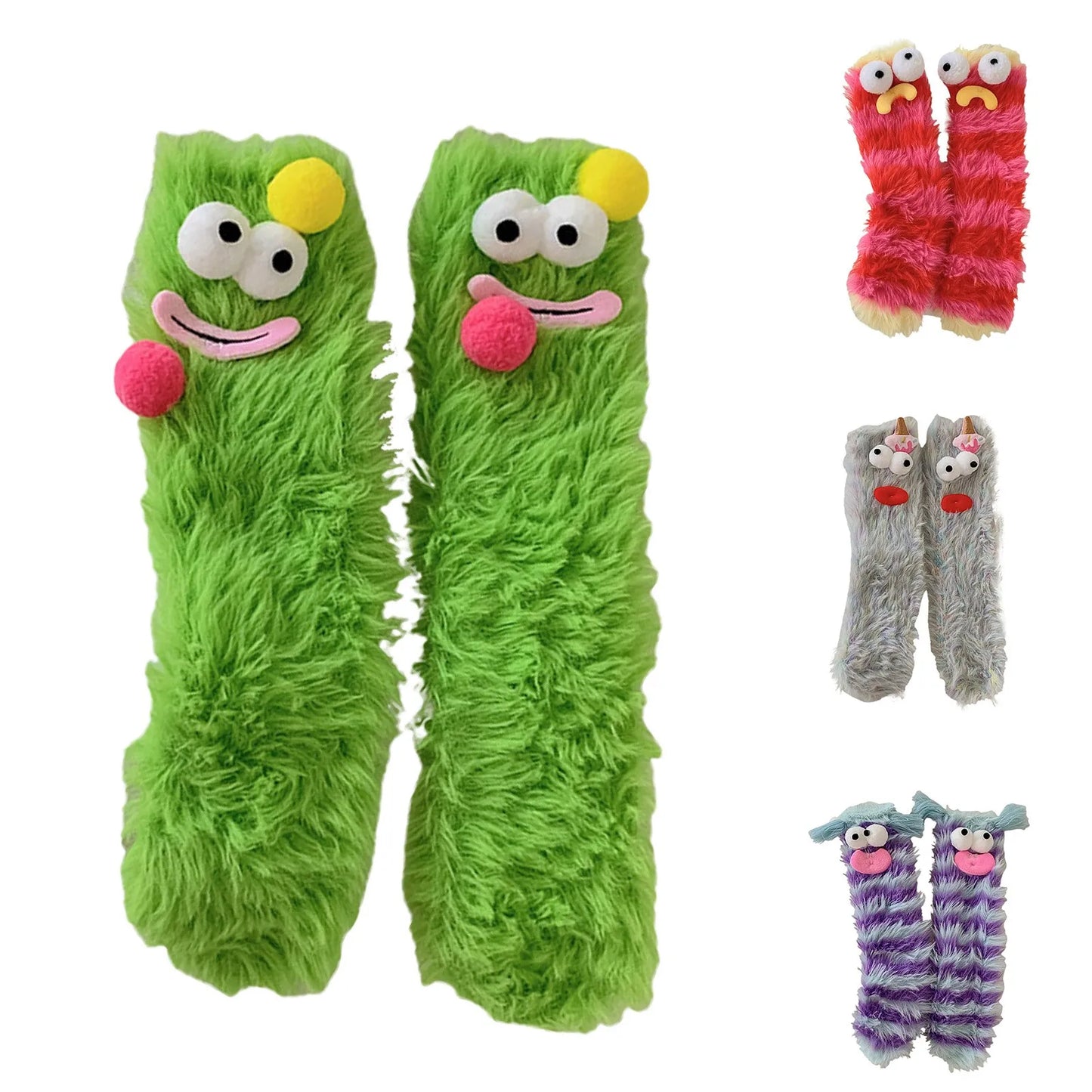 Coral Velvet Three-Dimensional Weird Socks Cartoon Thickened Warm Mid-Calf Socks New Coral Velvet Women'S Socks Strange