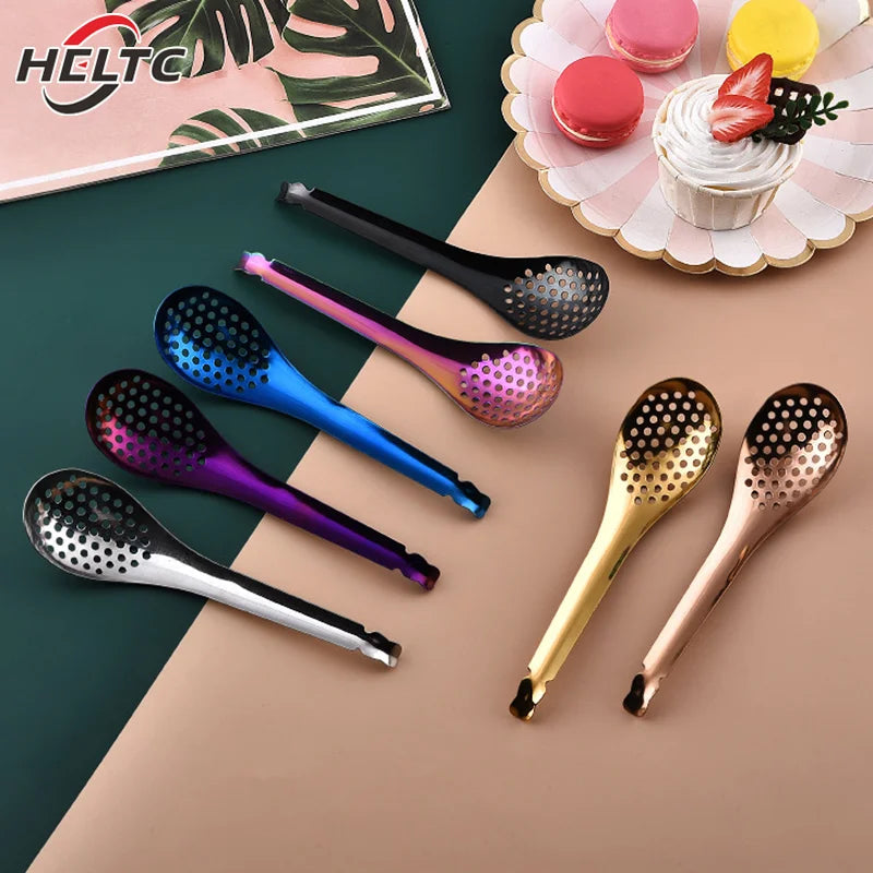 410 Stainless Steel Kitchen Spoon With Holes Cuisine Caviar Builder Roe Sauce Strainer Spoon Durable Kitchen Cooking Gadgets