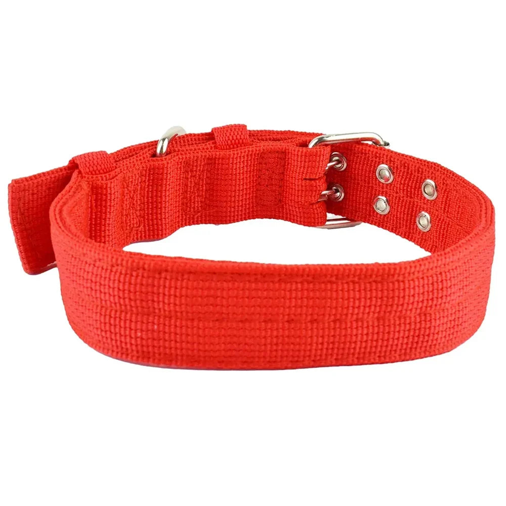 Heavy Duty Wide Military Thick Dog Collars for Large Dogs Adjustable Strong Nylon Tactical Pet Collar with 2-Rows Metal Buckle
