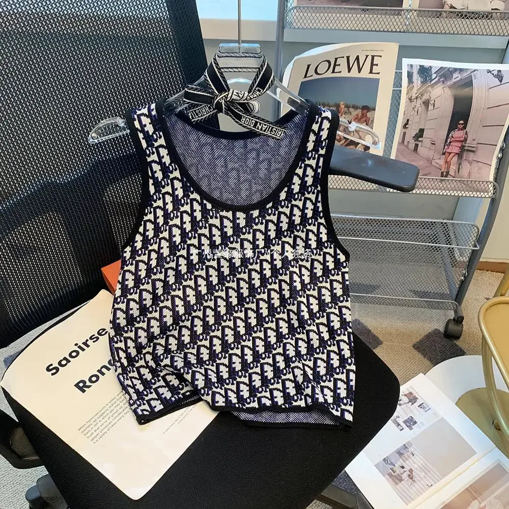 Summer New Bow Outer Wear Spandex Tank Top Strapless Top For Women Fashion Sensibility Niche Knittank Vest