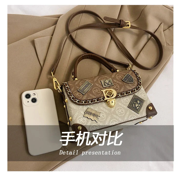 Women's Retro PU Leather Shoulder Bag Fashion Chain Handbag Crossbody for Daily Use