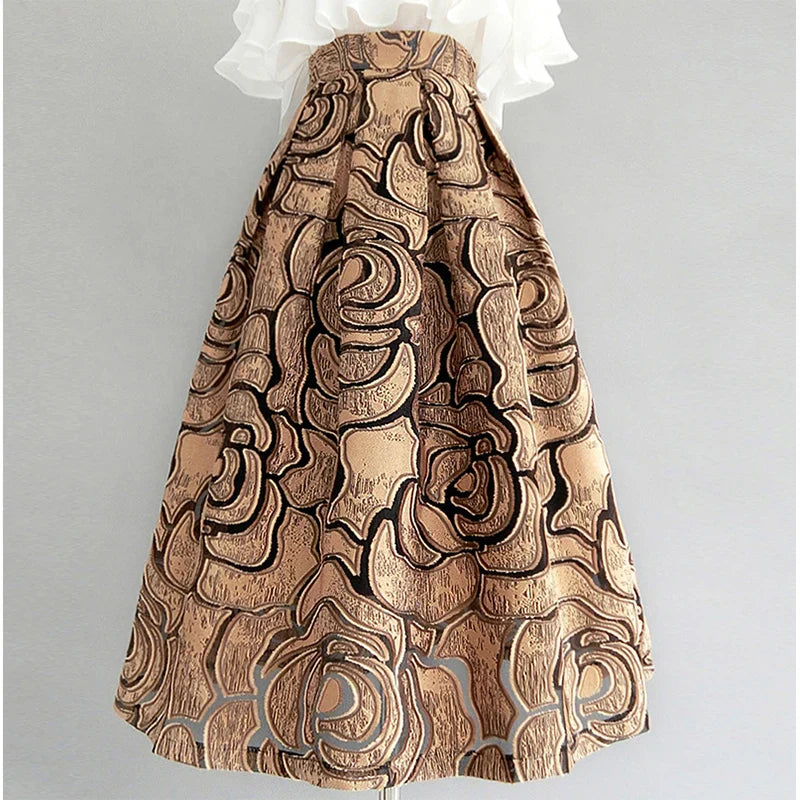Fashion Zipper Spliced Gauze Folds Vintage Skirts Women's Clothing 2024 Summer New Loose Office Lady High Waist Skirts