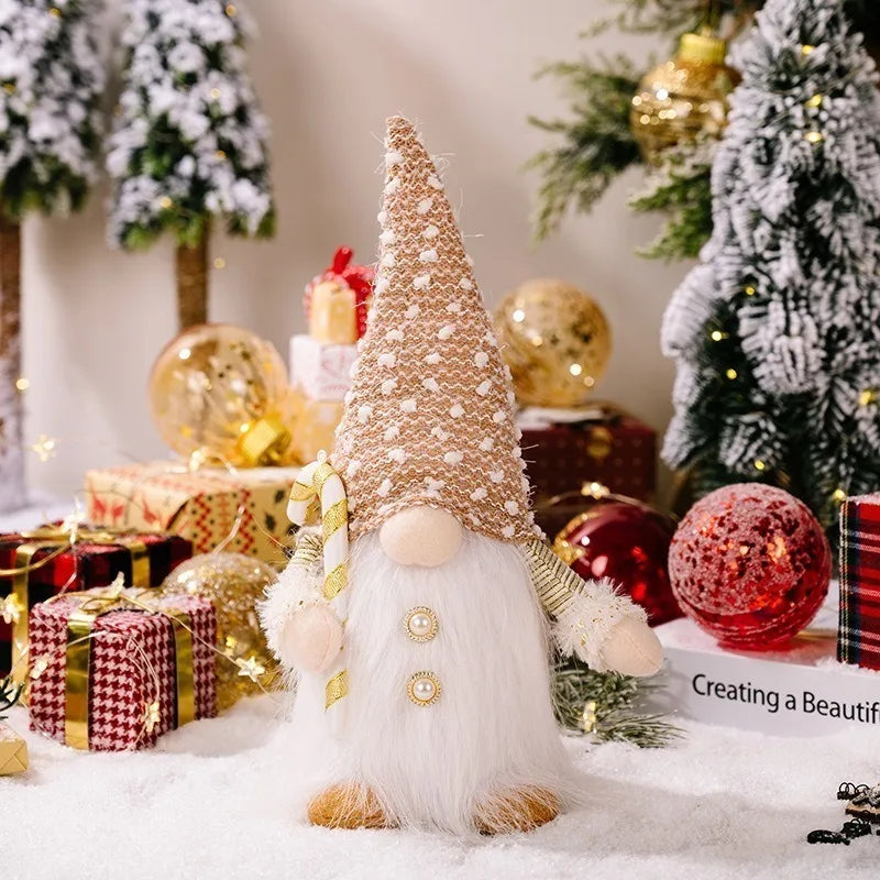 30CM Glowing Knitted Gnome Doll with Led Night Light Christmas Decorations 2024 Home Xmas Tree Decor Navidad New Year 2025 Gift