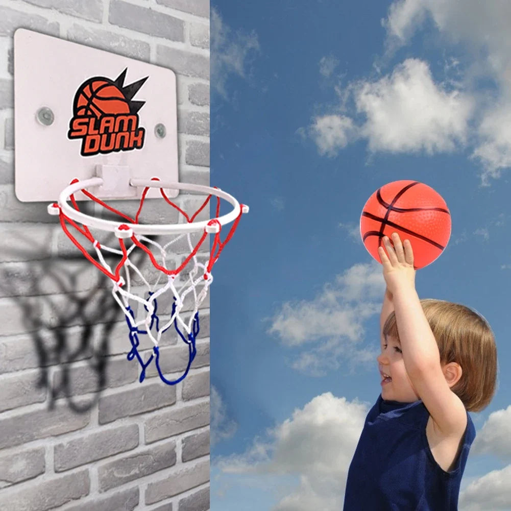 Mini Basketball Hoop Set Basketball Hoop with 1 Ball and 1 Inflatable Pump Kid Indoor Sports Basketball Backboard Funny Game Toy