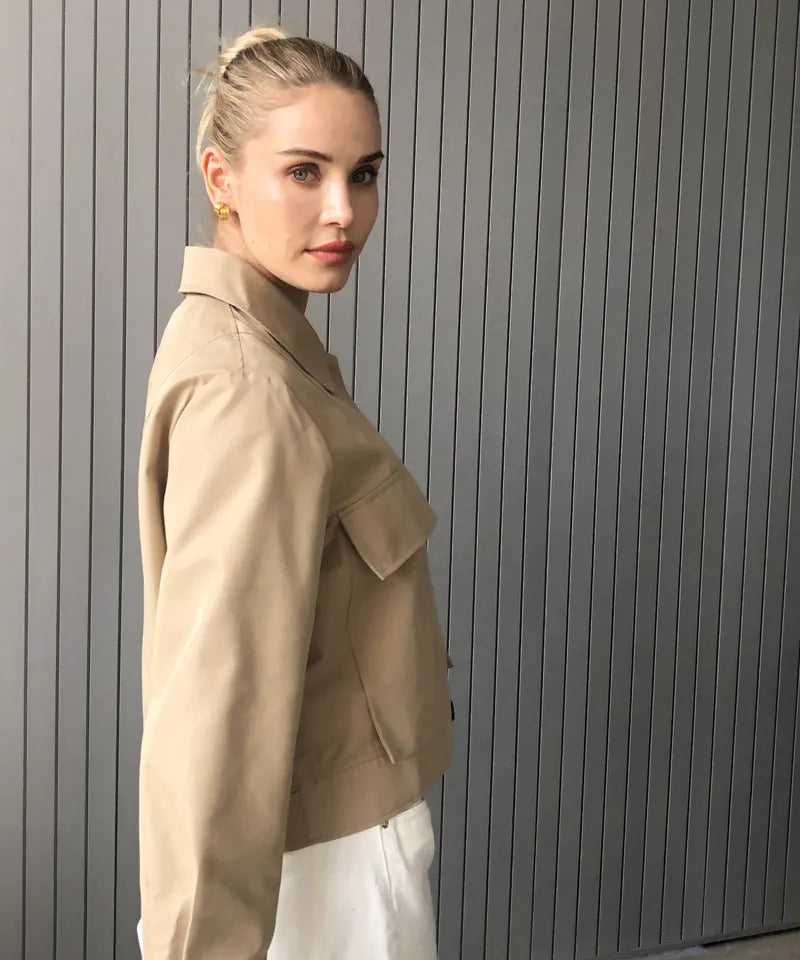 2023 Women Fall / Autumn Cotton Short Trench Jacket and Coat Casual Outerwear