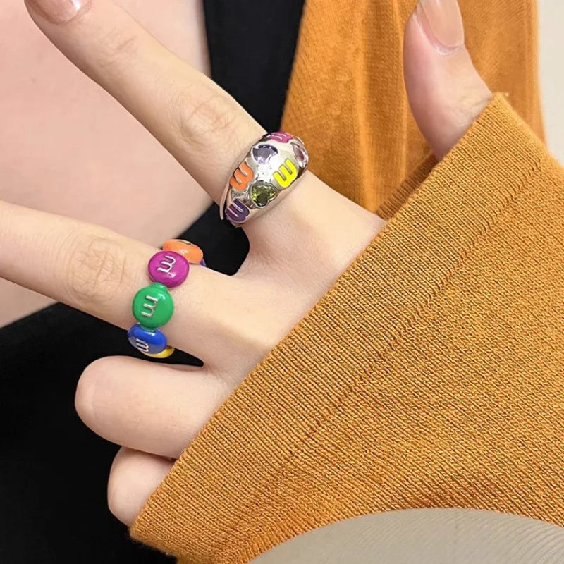 2024 New Style Trendy Candy Color 925 Sterling Silver Female Party Ring Promotion Jewelry For Women Birthday Gifts No Fade