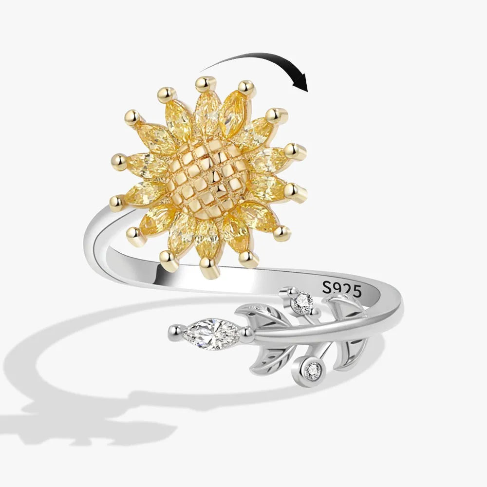 Vintage Dandelion Anxiety Ring Fidget Spinner Rings for Women Stackable Finger Ring Anti Stress Engagement Jewelry Rotate Gifts