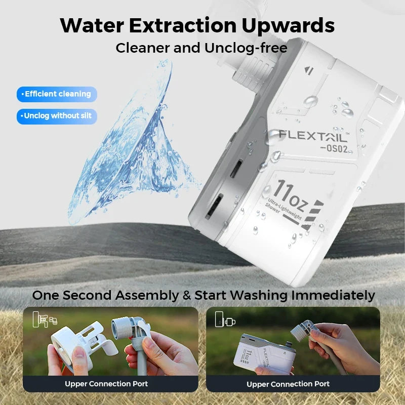 FLEXTAIL Outdoor Camping Shower Portable Without Box Electric Shower Pump IPX7 Waterproof for Outdoor Shower, Car Wash, Dishwash
