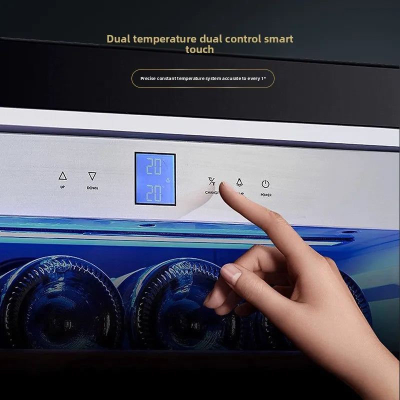 Dual-Door Dual-Zone Home Wine Cooler – Refrigerated Cabinet with Constant Temperature and Humidity Control