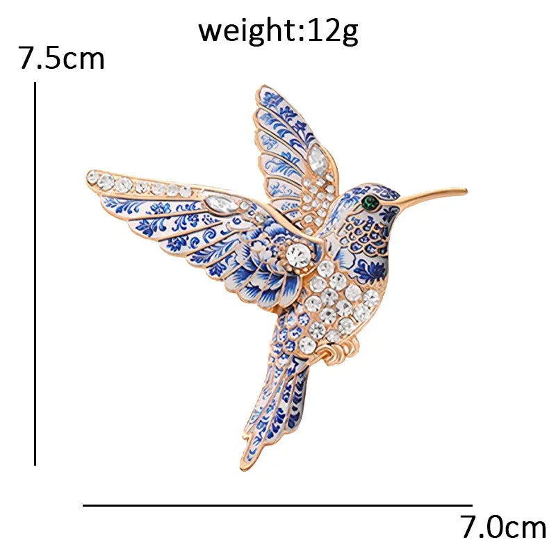 Wuli&baby Blue-and -White Porcelain Collection Animal Brooches For Women Unisex Goat Cat Butterfly Birds Party Office Brooch Pin