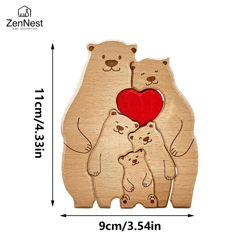 Bear Home Wooden Puzzle Personalized Custom Decor Heart Warmer