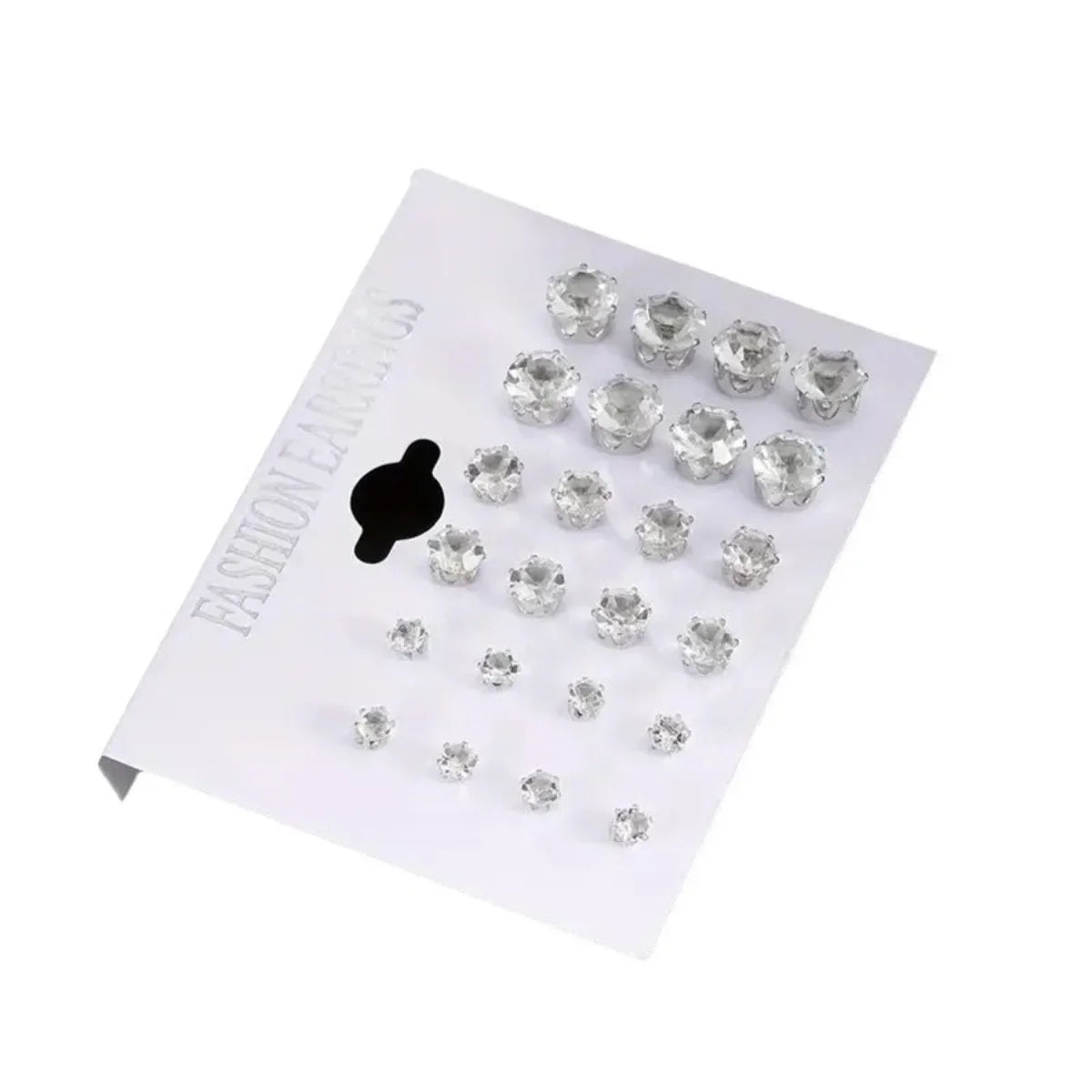 12 Pair Set Stainless Steel Stud Earrings with Gemstone.