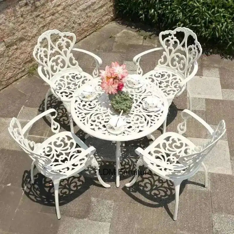 Outdoor Cast Aluminum Tables and Chairs Set, Courtyard, Garden ,Terrace Combination