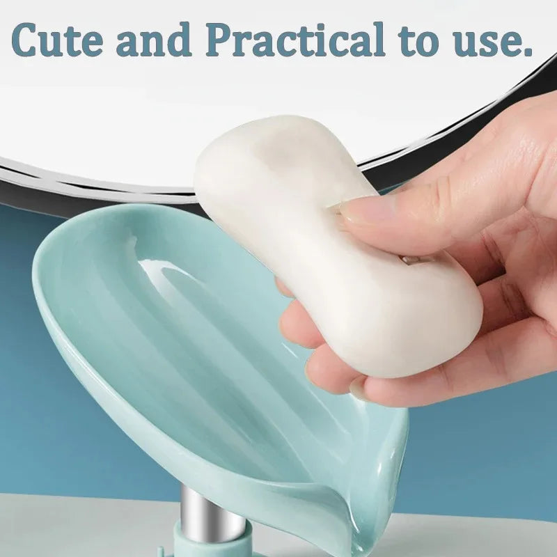 Soap Holder Leaf Shape Box Suction Cup Tray Kitchen Bathroom Accessories
