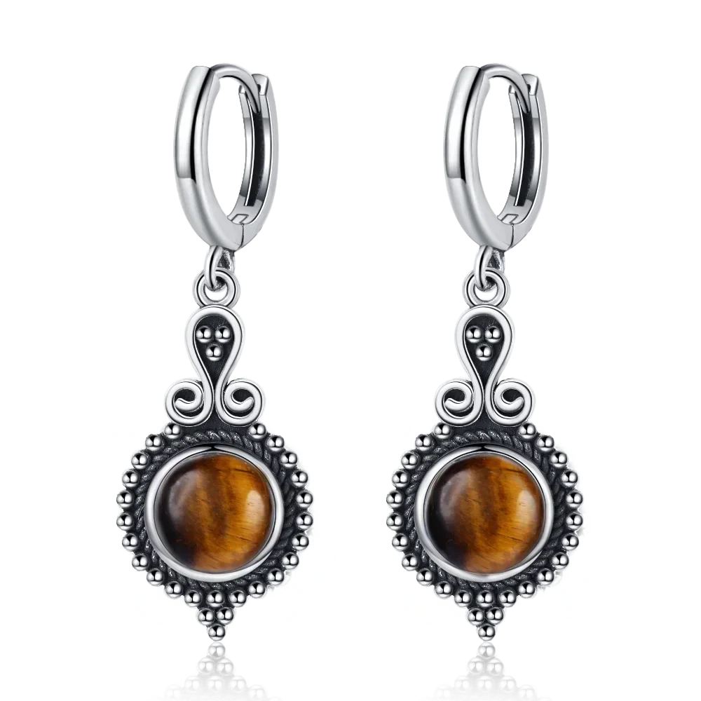New Elegant Natural Kyanite 925 Sterling Silver Drop Earrings for Women Vintage Jewelry Wedding Engagement Hoop Earrings Gifts