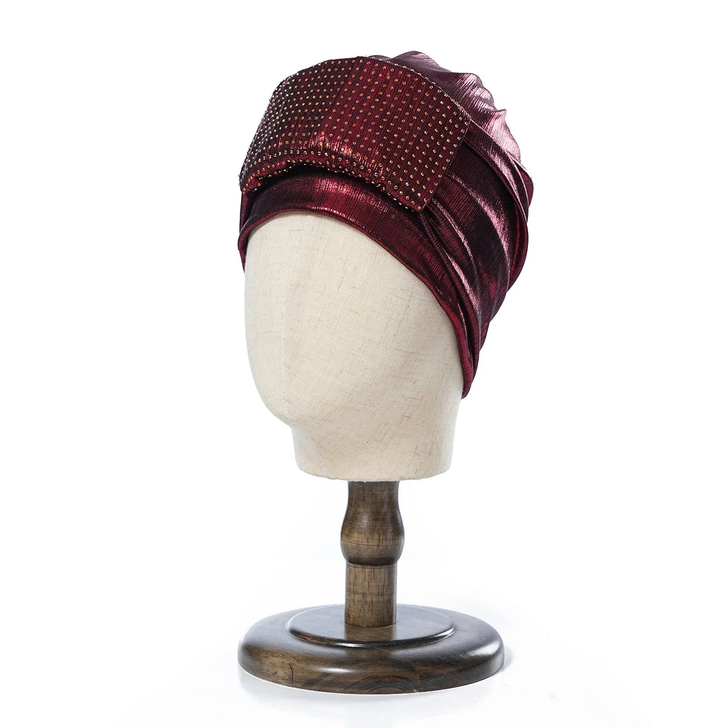 2024 New Glittering Rhinestones Turban Caps for Woman African Women Headtie Muslim Head Wraps Party Headpiece Hat