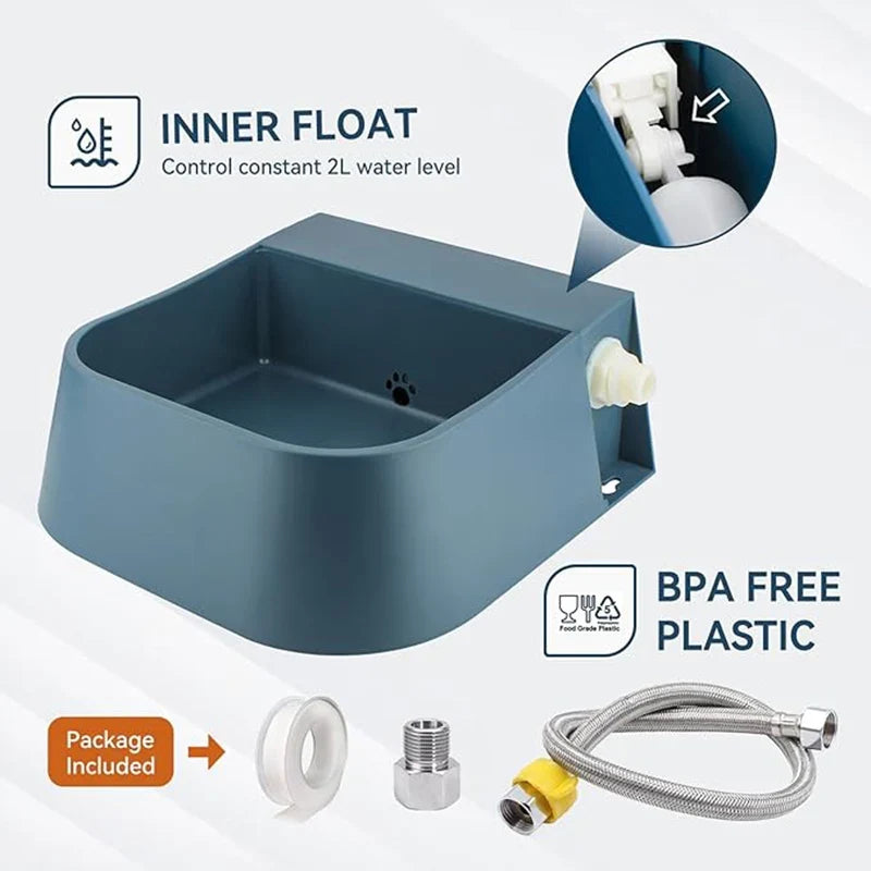 Dog Automatic Water Bowl Dispenser with 1.5m Water Hose 2L Outdoor Auto Fill Pet Water Dispenser for Animal Cat Chickens Rabbits