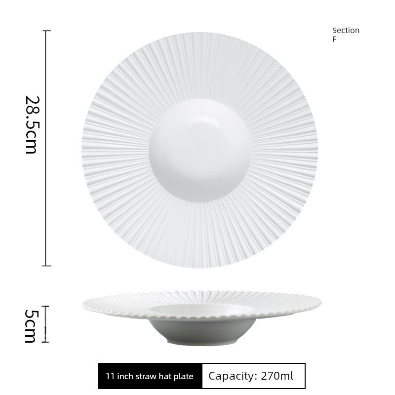 Yiheng Scandinavian Ins2021 New Steak Western Food Tray Hotel Household Kitchen Tableware round Deep Straw Hat Soup Plate