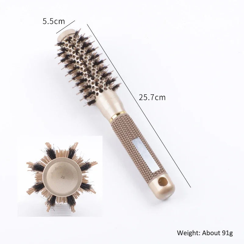 Round Ionic Hair Brush for Blow Dry Women Boar Bristles Hair Comb Ceramic Hairbrush Styling Tools For Drying Curly Hair Straight