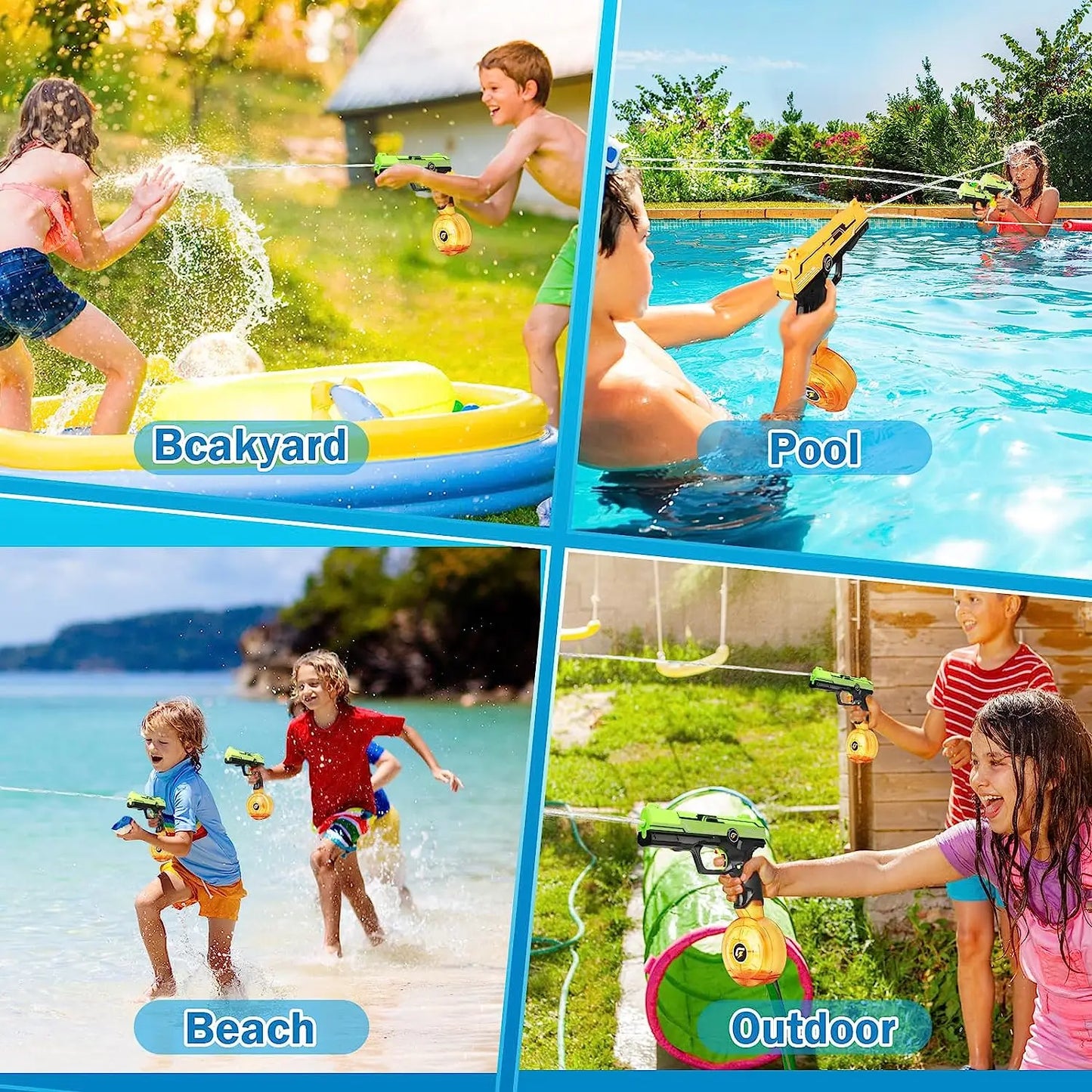 VATOS 2 Pack Electric Water Gun Squirt Pistol Toy Squirt Toys Blaster Summer Beach Pool Outdoor Toys for Kids Adults