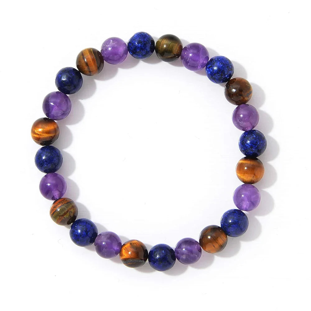 Women's bracelet With Wish Card,Amethyst Yellow tiger Lapis Lazuli bracelet natural stone bracelet, gift for mother, girlfriend
