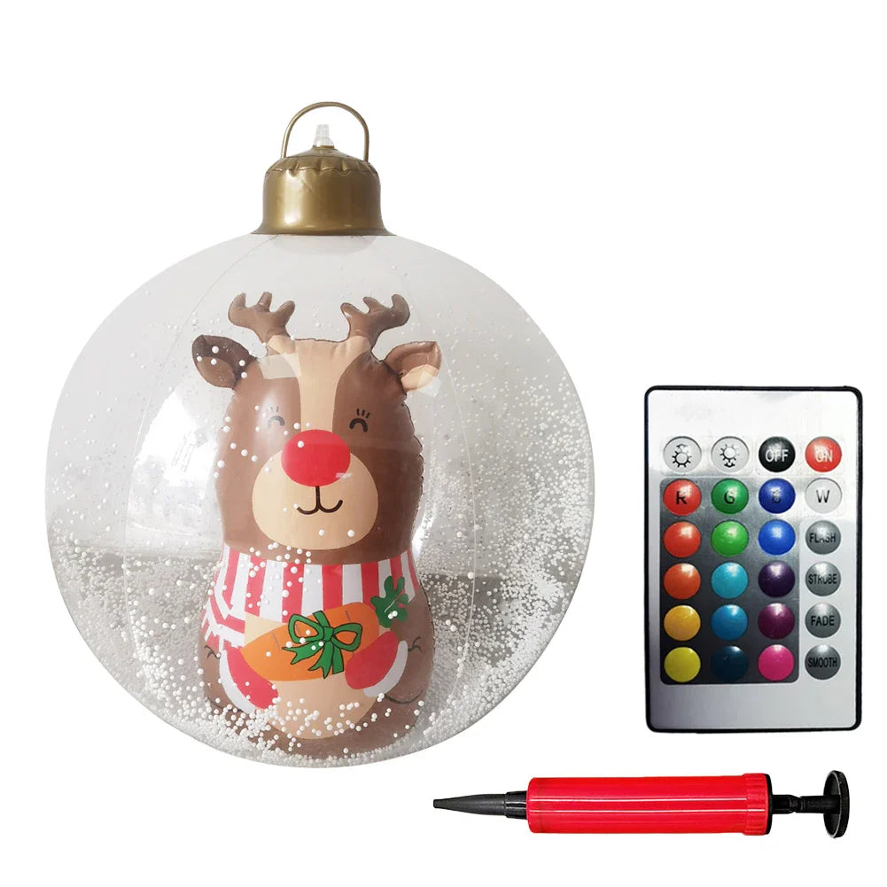 60cm PVC Inflatable Christmas Balls Toys Light Up Giant Christmas Inflatable Ball Xmas Tree Ornaments Christmas Decoration 2024