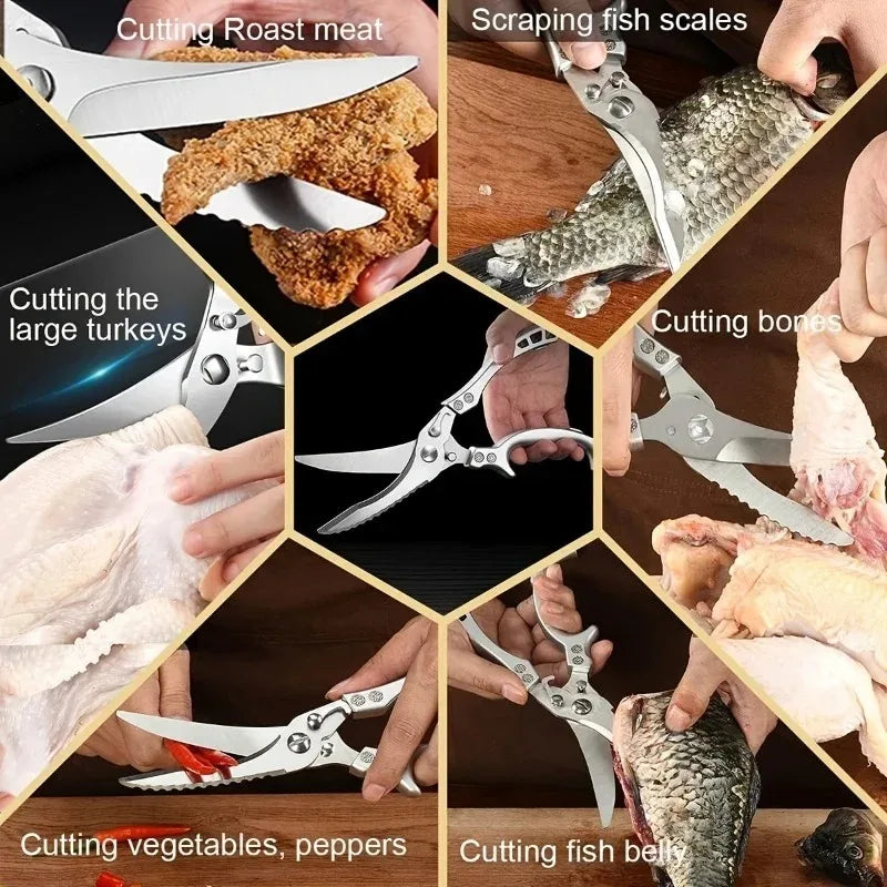 Damascus Steel Kitchen Knives VG10 Steel Fish Boning Knife Meat Cleaver Fruit Utility Cutter with Long Magnetic Knife Block