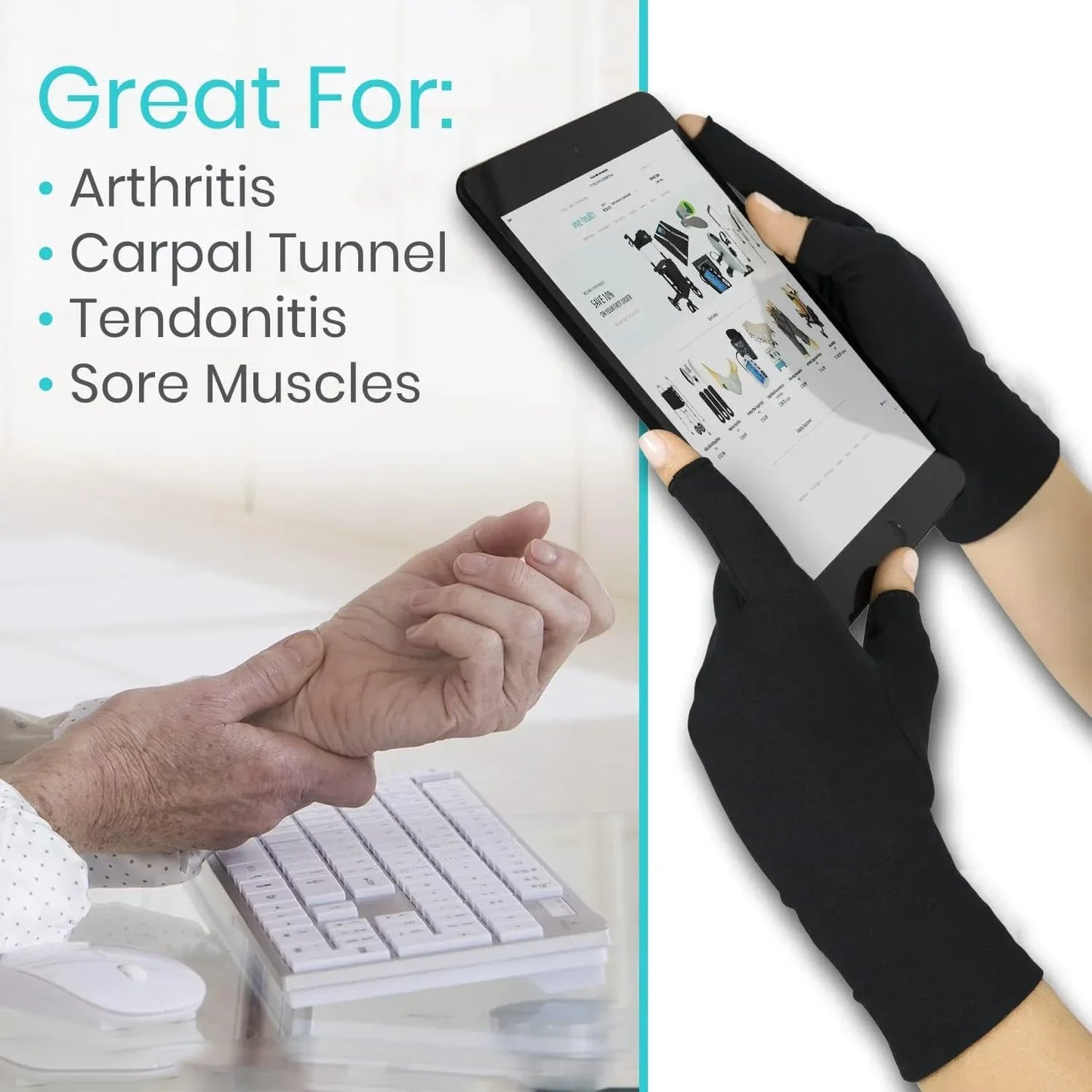YANBIGUO Arthritis Gloves for Organist/Cellist/Violinist,Half-finger Compression Glove Relief Hand Pain,Arthritic Joint Symptom
