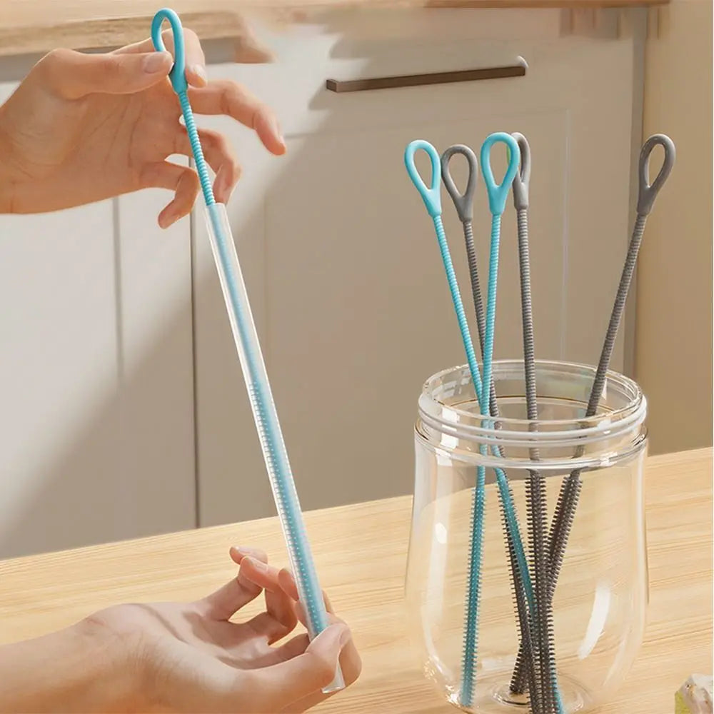 New Reusable Silicone Straw Cleaning Brush Household Long Gap Brush Kitchen Gadgets Drinking Straw Cleaner Brush