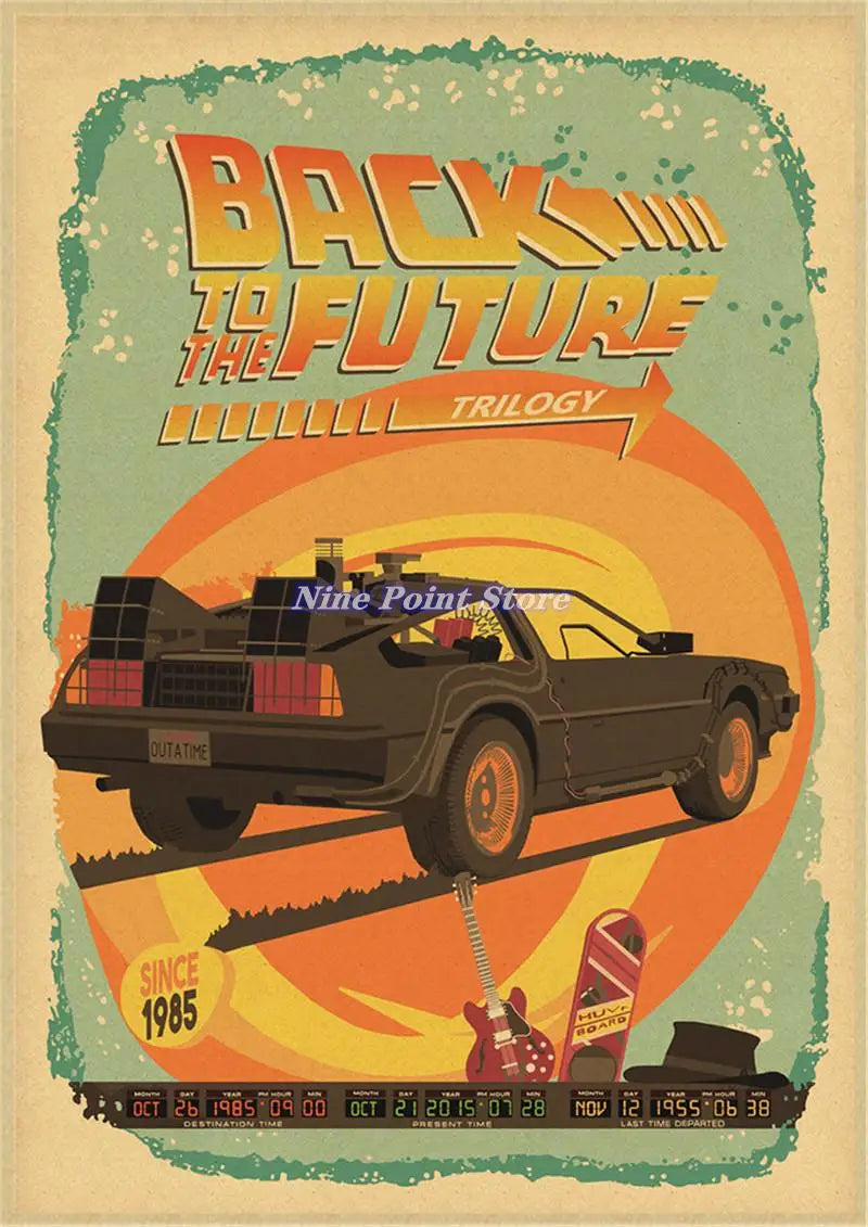 Back to The Future Retro Kraft Poster Decorative DIY Wall Canvas Sticker Home Bar Art Posters Decor