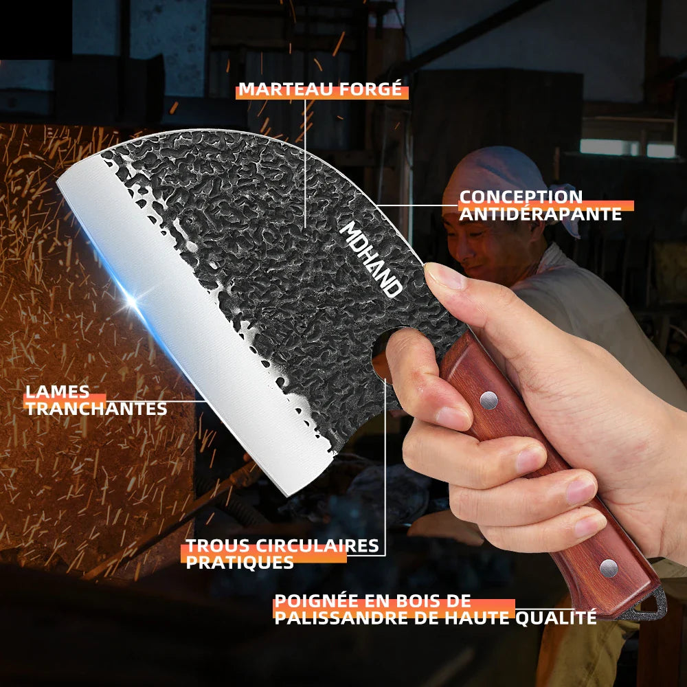 ZENG 14pcs Kitchen Knives Set, Cleaver, Meat Cut, Steak, Fillet Fish Knife ,Butcher Boning ,Hand Forged Blade with Sharpener.
