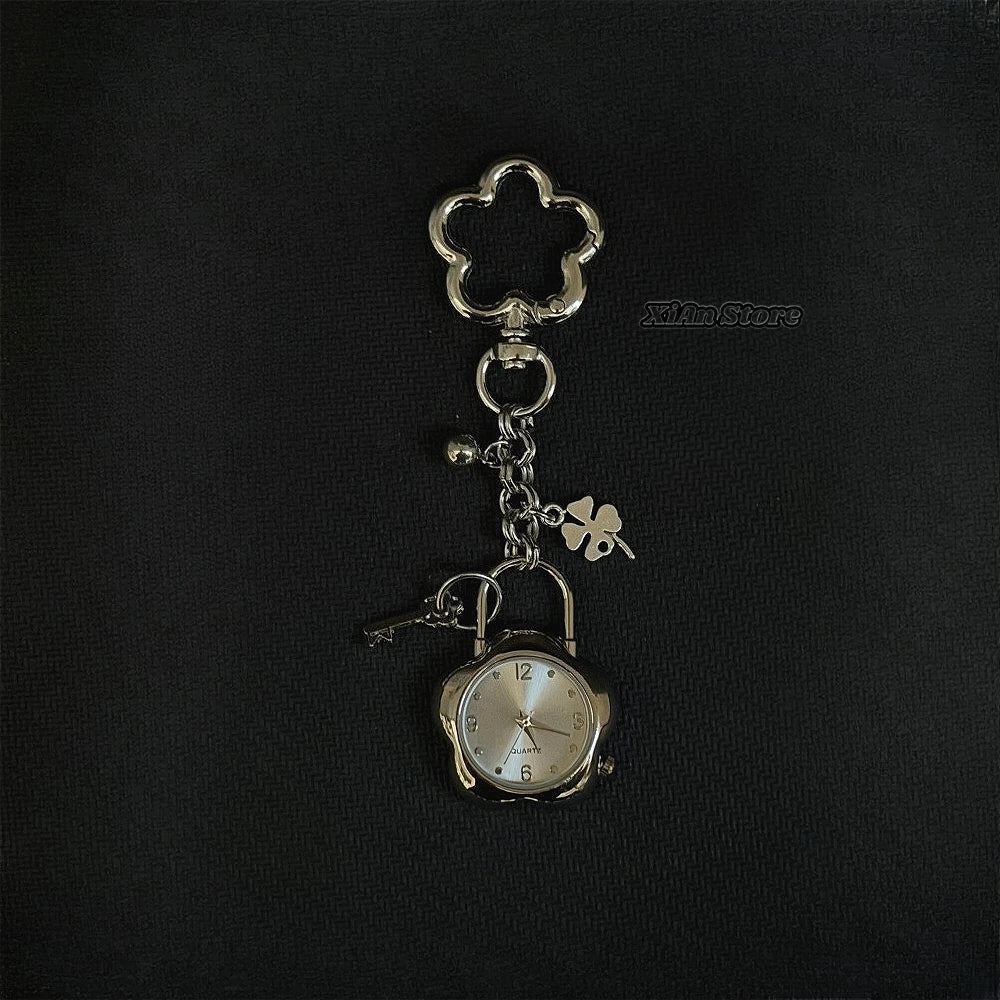 Original Hollow Heart Pocket Watch Chain Keychain Design Steampunk Clock Vintage Necklace Pendant Jewelry Watch Men Women Gift