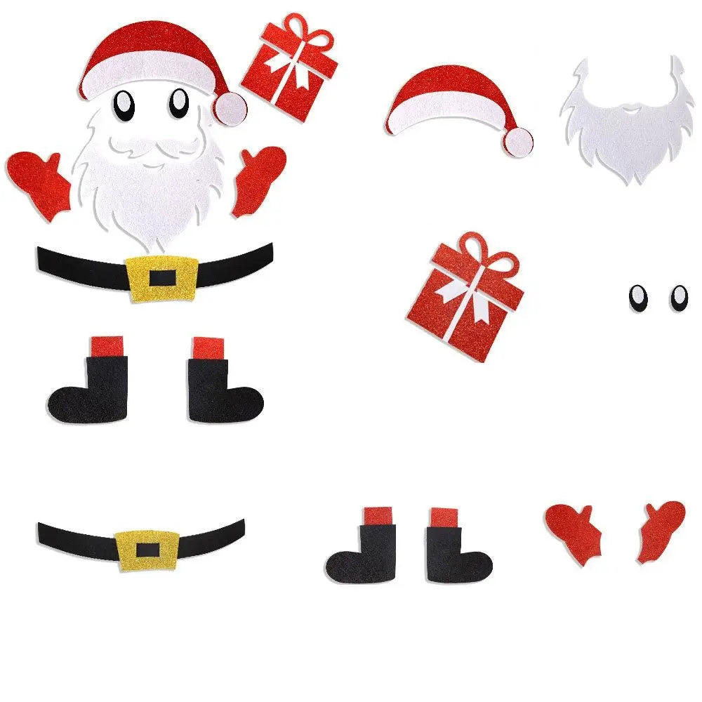2 Set Cartoon Christmas Felt Door Sticker Funny Elk Christmas Tree Snowman Santa Claus Window Sticker Exquisite