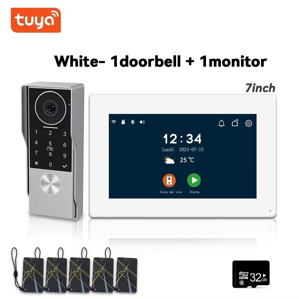 Anjielo 2-Wire TUYA Smart Video Intercom Doorbell Wired 1080P Waterproof Camera WIFI 7/10inch IPS Touch Screen Support IP CCTV