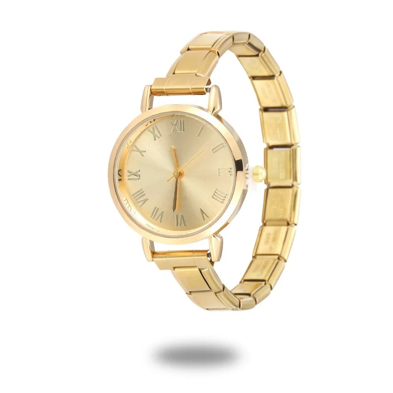 1PC 's Stainless Steel Round Simple Watch Bracelet Bangle for Friend