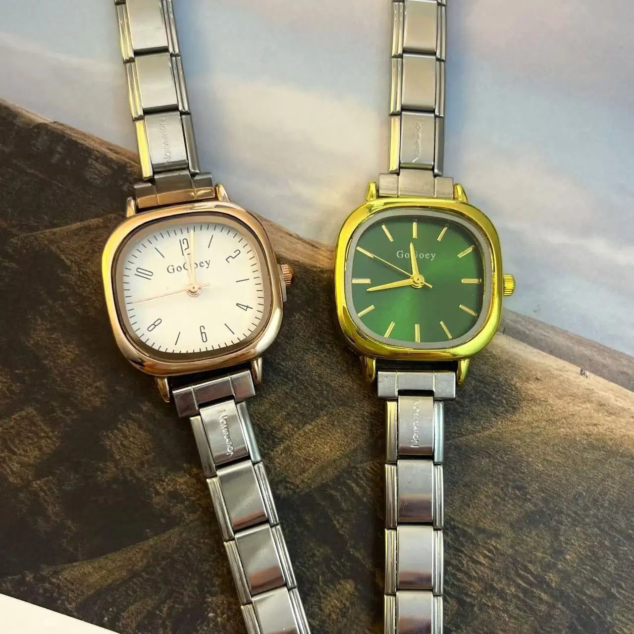 Chic Design Minimalist Women Men Squarel Quartz Watch Stainless Steel Strap Fashion Party Birthday Daily Perfect Gift