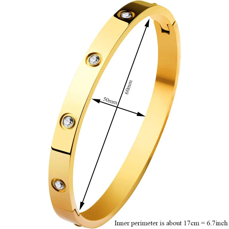 G&DAdvanced Inlai Crystal Stainless Steel Women's Bracelet/Ring Jewelry Golden Resistant To Corrosion set Gift Party Excluse