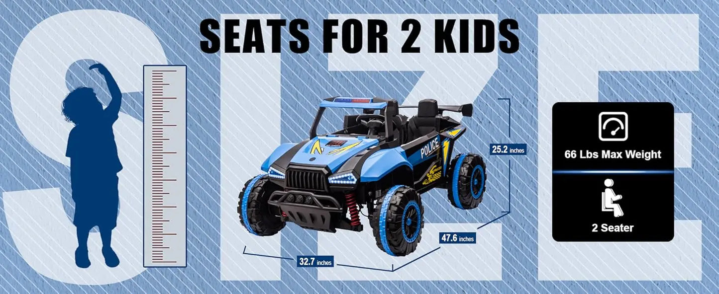24V Ride on Toys for Boys & Girls 2 Seater Ride On Car for Kids, 6.21 Mph Max Speed, 4 Spring Suspension (Black & Blue)