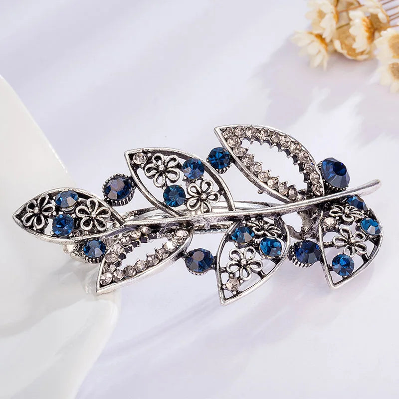 EASYA New Vintage Crystal Barrettes Hair Accessories Women Girls Elegant Butterfly Leaf Bowknot Hairpins Headwear Jewelry
