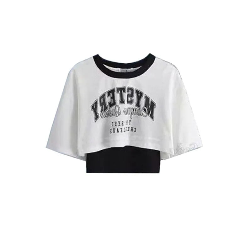 2024 Summer New Korean Style Short Sleeved T-shirt Top Ink Retro Printed Wide Feet Pants Two Piece Set Elegant Women's Pants Set