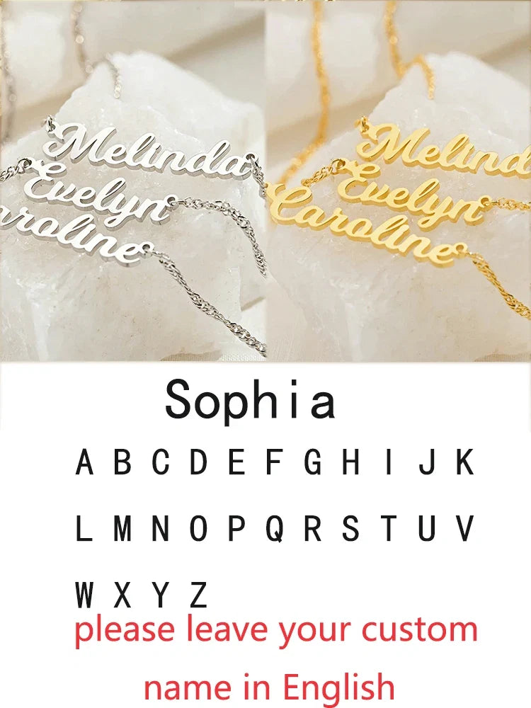 Custom Different Font Name Pendant Necklace for Woman Girls Stainless Steel Nameplate Personalized Choker Necklaces Jewelry Gift