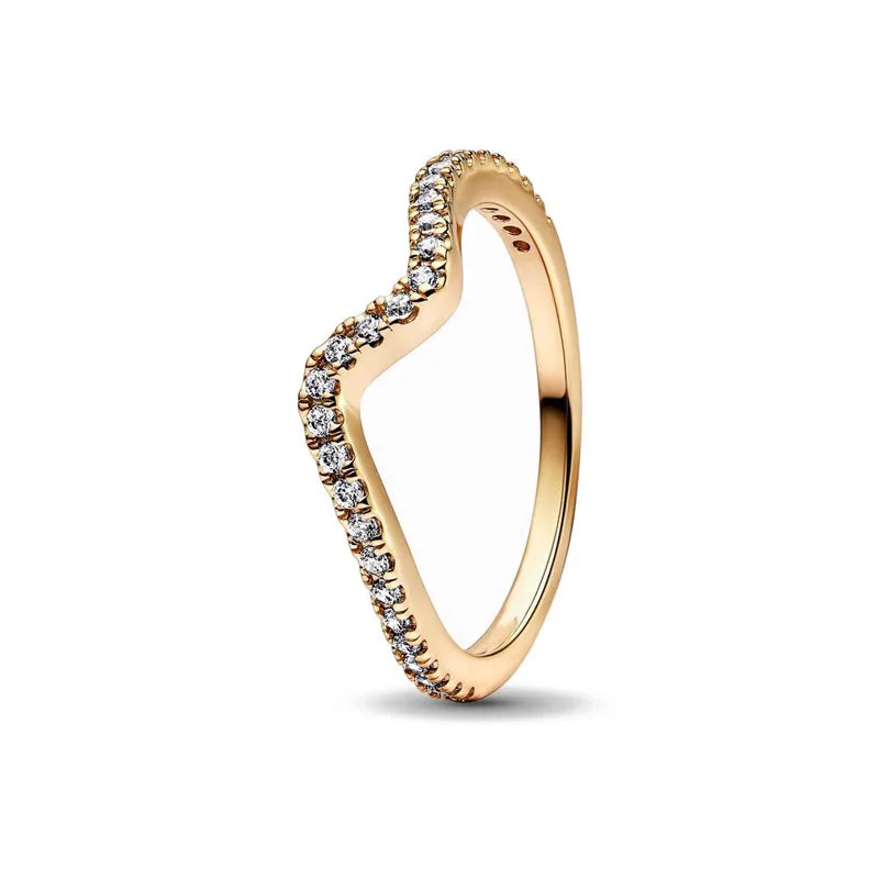 Gold Color Sun Heart Bow Size 6 7 8 9 Ring Rings for Trenday Women
