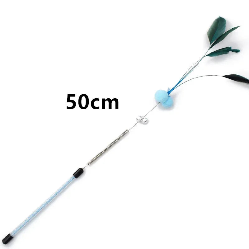 Cat Toy Spring Cat Toys Interactive Steel Wire Feather Toys for Cats Teaser Funny Feather Cats Toy Stick Plush Ball Pet Supplies