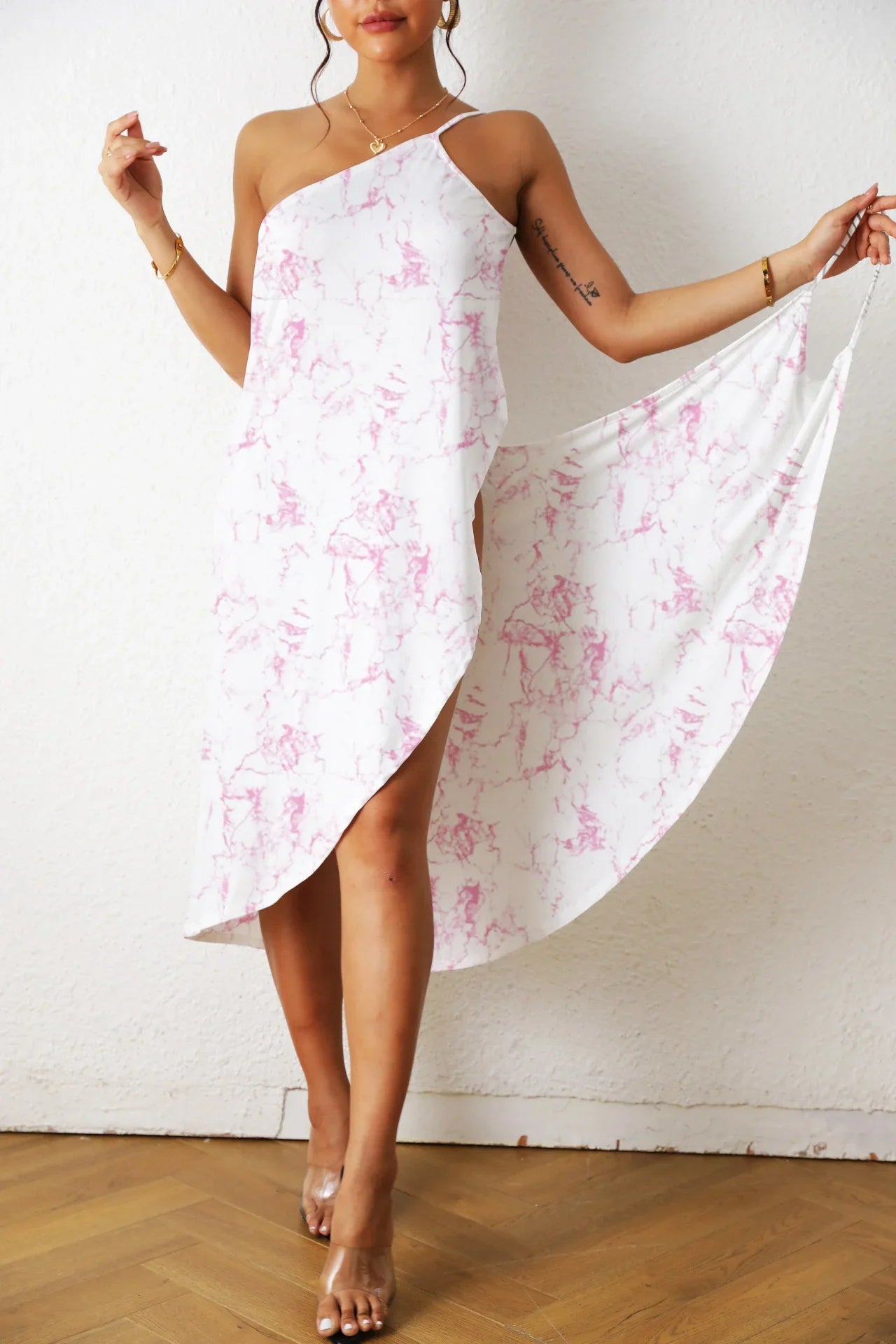 2024 Women's Print Sexy Beach Swimsuit Dress Women Solid Color Wrap Bikini Cover Up Dresses