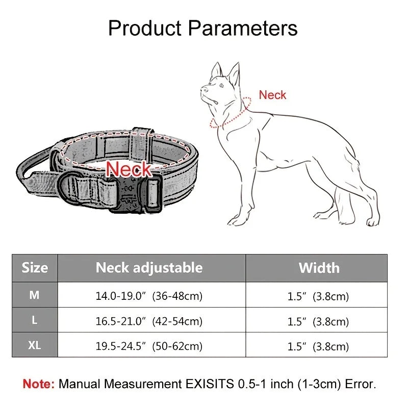 Tactical Dog Collar Military Nylon Heavy Duty K9 Collar Quick Release Buckle Adjustable Training Collar For Large Dogs