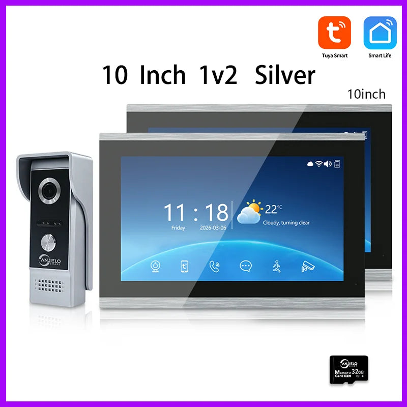 ANJIELO Tuya Smart Video Intercom System  IPS Monitor IP65 Waterproof Doorbell Two-Way Audio Motion Detection Digital Photo