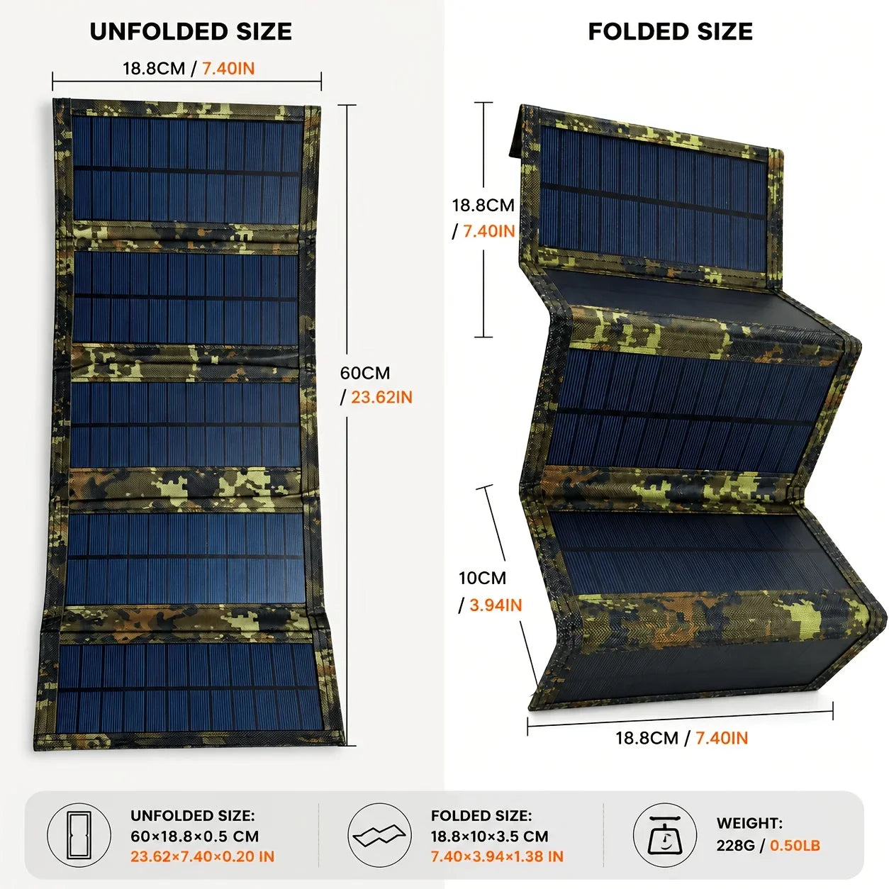 Folding Portable Solar Charging Panel; Outdoor Camping Charging Is No Trouble; The Pattern Is Super Cool