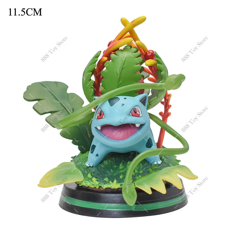 Anime Pokemon Figures Squirtle Charizard Bulbasaur Charmander Vulpix Special Effects Scene Version PVC Action Figure Model Toys